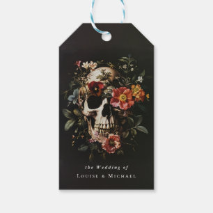 Halloween Gothic Skull Floral Wedding Geschenkanhänger