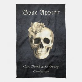 Halloween Gothic Skull White Roses Personalisiert Geschirrtuch