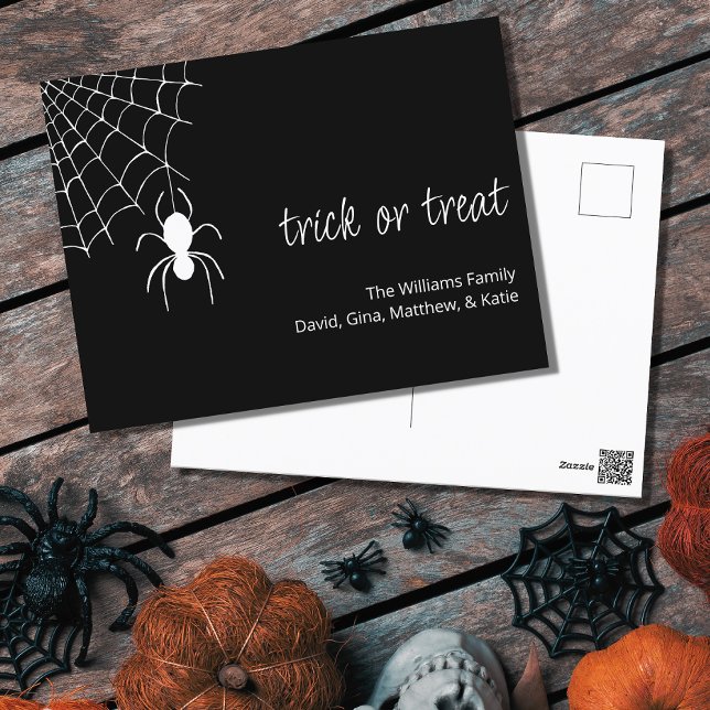 Halloween Gothic Spider Web Schwarz-weiß Holiday Postkarte (Von Creator hochgeladen)