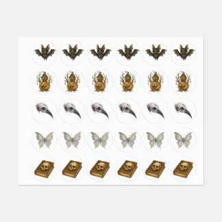 Halloween Gothic Stickers - Bat, Skull Book, Plagu Etiketten
