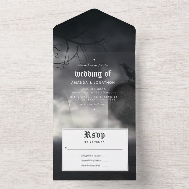 Halloween Gothic Wedding All In One Einladung (Innen Boden)