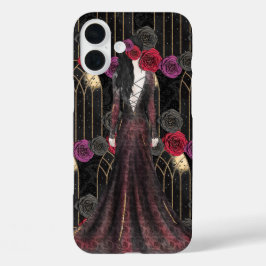 HALLOWEEN GOTHISCHEN SCHWARZEN ROTEN PURPLE BLUMEN iPhone 16 PLUS HÜLLE