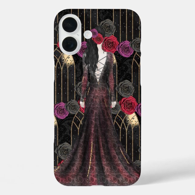 HALLOWEEN GOTHISCHEN SCHWARZEN ROTEN PURPLE BLUMEN Case-Mate iPhone HÜLLE (Rückseite)