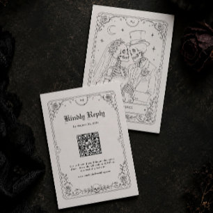 Halloween-Gotik-Hochzeits-RSVP-QR-Code Begleitkarte