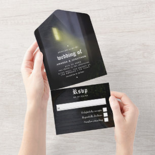 Halloween Gotische Hochzeit in einer Einladung