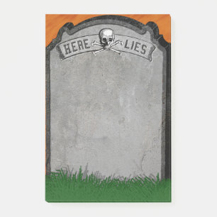 Halloween Grabstein Grave Skull Crossbones Post-it Klebezettel