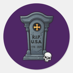 Halloween Grabstein R.I.P. U.S.A. Runder Aufkleber