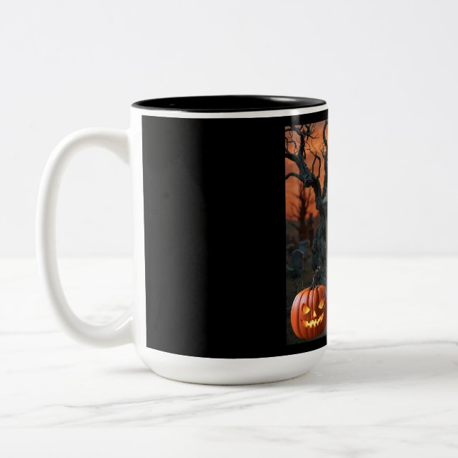 Halloween Grabstein Spaß "C. Garret Hinterns" Zweifarbige Tasse (Links)