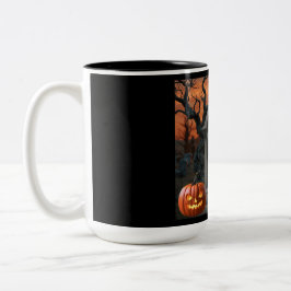 Halloween Grabstein Spaß "Claire Voyance" Zweifarbige Tasse