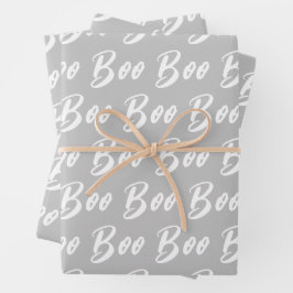 Halloween-graues Boottextmuster Geschenkpapier Set
