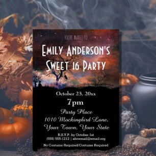 Halloween Graveyard Cat Kostüm Süß 16 Geburtstag Einladung