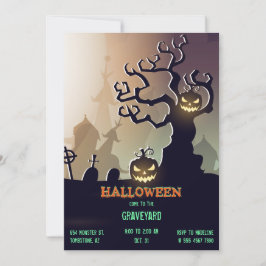 Halloween Graveyard Cemetary Jack O'Lantern Einladung