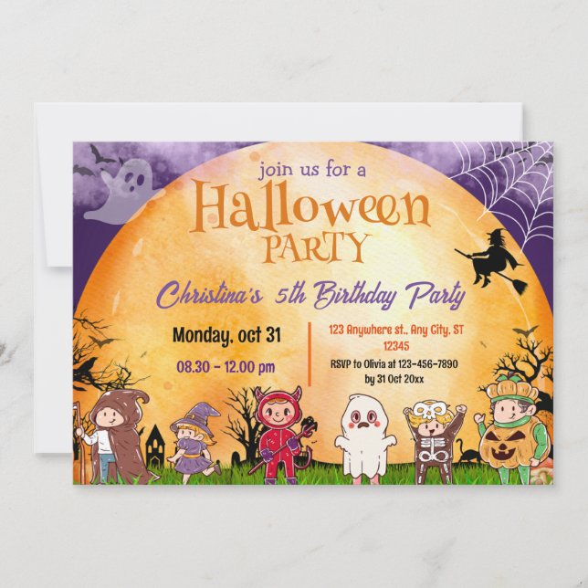 Halloween Graveyard Costume Party Einladung (Vorderseite)