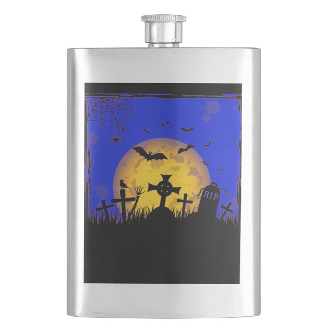 Halloween Graveyard Flachmann (Vorderseite)
