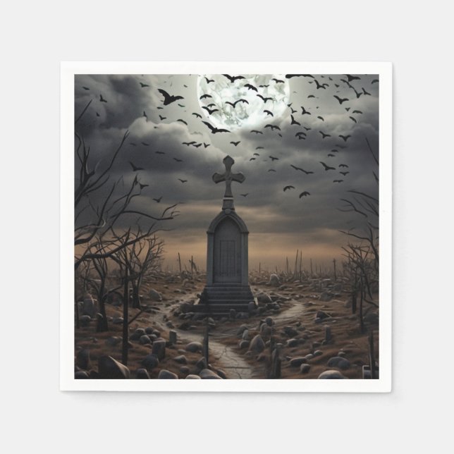 Halloween-Graveyard-Friedhof Gothic Serviette (Vorderseite)