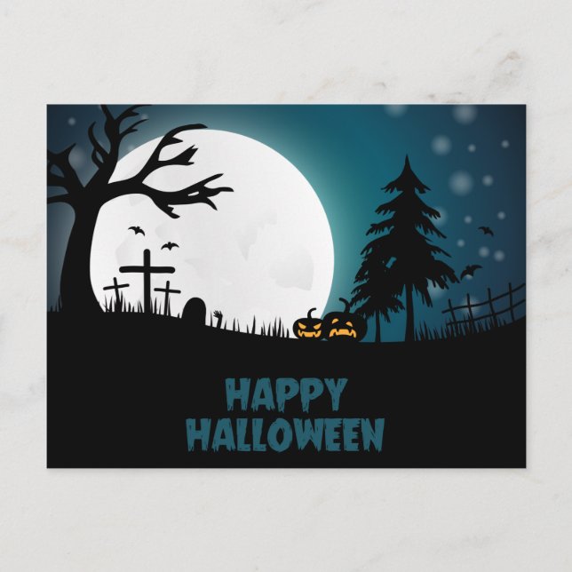 Halloween Graveyard Postkarte (Vorderseite)