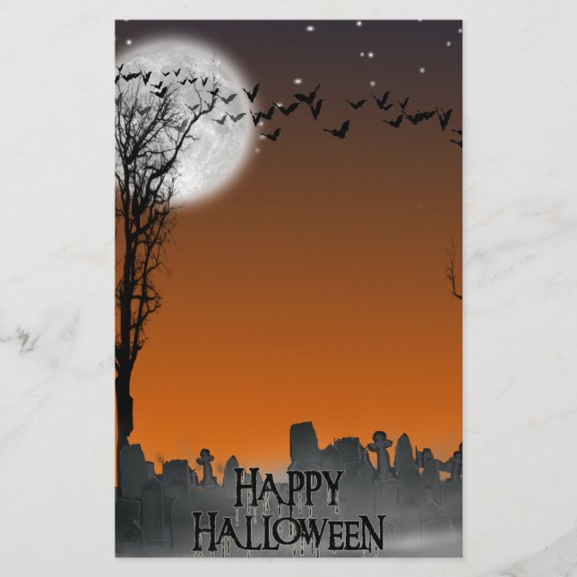 Halloween Graveyard-Silhouette Briefpapier (Vorderseite)
