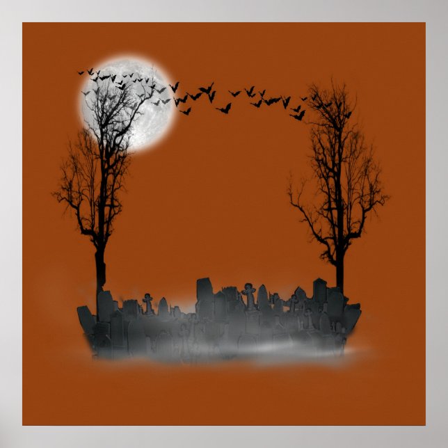 Halloween Graveyard-Silhouette Poster (Vorne)