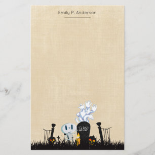 Halloween Graveyard Spooky Niedlich Skelett & Geis Briefpapier
