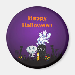Halloween Graveyard Spooky Niedlich Skelett & Geis Magnet