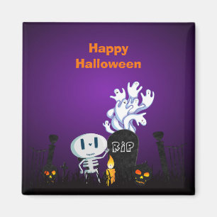 Halloween Graveyard Spooky Niedlich Skelett & Geis Magnet