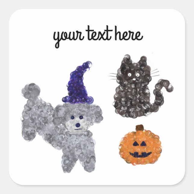 Halloween Gray Poodle #1-4 Stickers (Vorderseite)