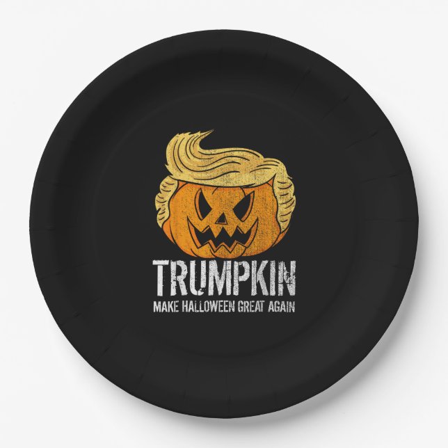 Halloween Great Again Donald Trumpkin Pumpkin Pappteller (Vorderseite)