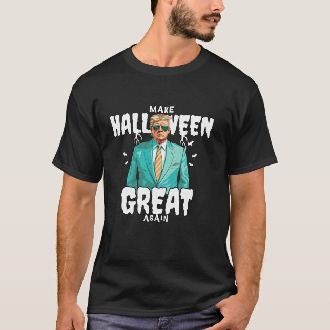 Halloween Great Again Funny Donald Trump Spoo T-Shirt (Vorderseite)