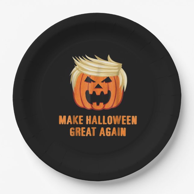 Halloween Great Again Funny Trumpkin Classic Pappteller (Vorderseite)