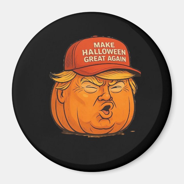 Halloween Great Again - Funny Trumpkin Slogan Magnet (Vorne)