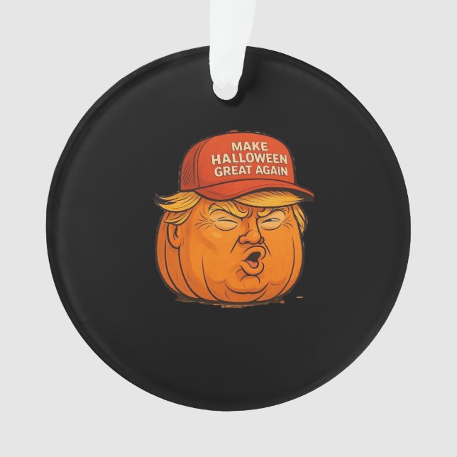 Halloween Great Again - Funny Trumpkin Slogan Ornament (Vorderseite)