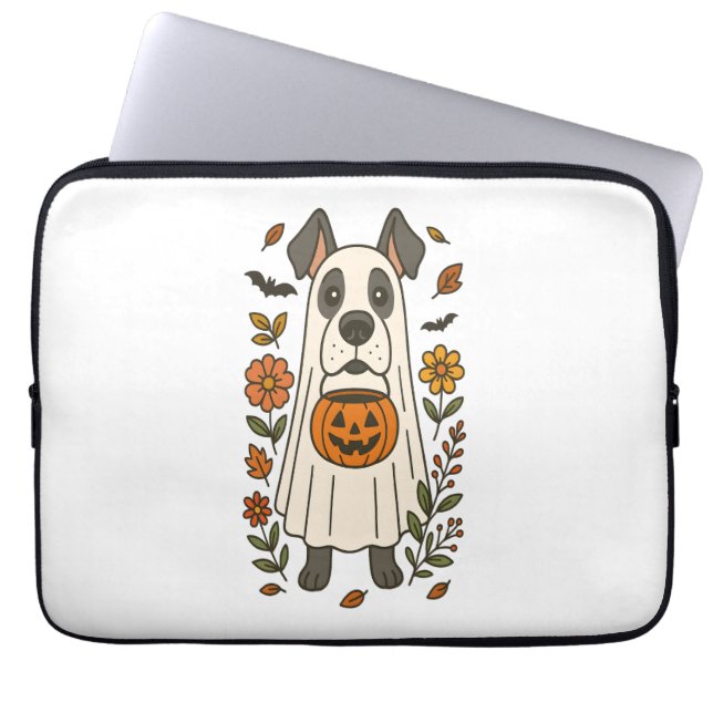 Halloween Great Dane Blume Laptopschutzhülle (Vorderseite)