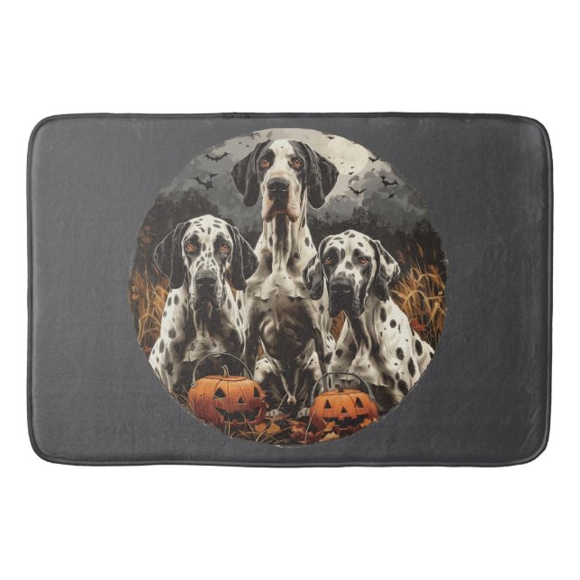 Halloween Great Dane Dogs Kürbislaterne Badematte (Vorderseite)