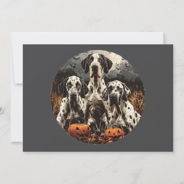 Halloween Great Dane Dogs Kürbislaterne Einladung (Vorderseite)