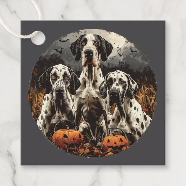 Halloween Great Dane Dogs Kürbislaterne Geschenkanhänger (Vorderseite)