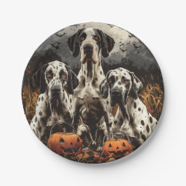 Halloween Great Dane Dogs Kürbislaterne Pappteller
