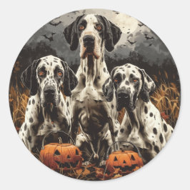 Halloween Great Dane Dogs Kürbislaterne Runder Aufkleber