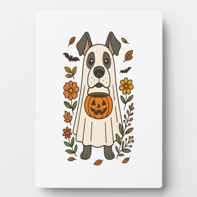 Halloween Great Dane Flowers Fotoplatte (Vorderseite)