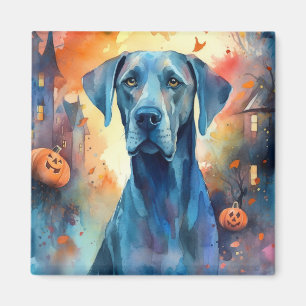 Halloween Great Dane mit Pumpkins Beängstigend Magnet