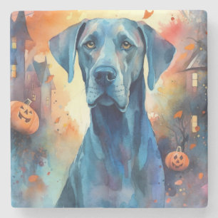 Halloween Great Dane mit Pumpkins Beängstigend Steinuntersetzer