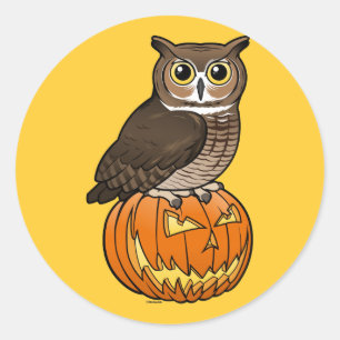 Halloween Great Horned Owl Runder Aufkleber