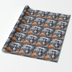 Halloween Greater Swiss mit Kürbissen Gruselig Geschenkpapier