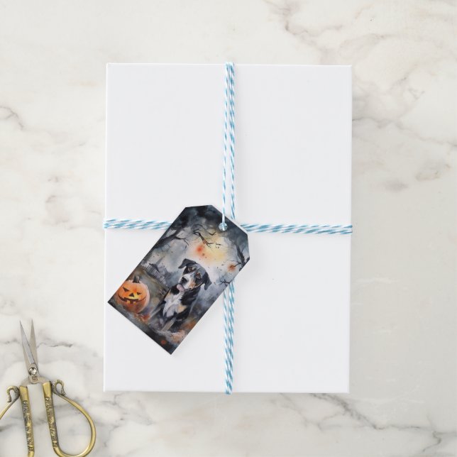 Halloween Greater Swiss mit Pumpkins Beängstigend Geschenkanhänger (Mit Garn)