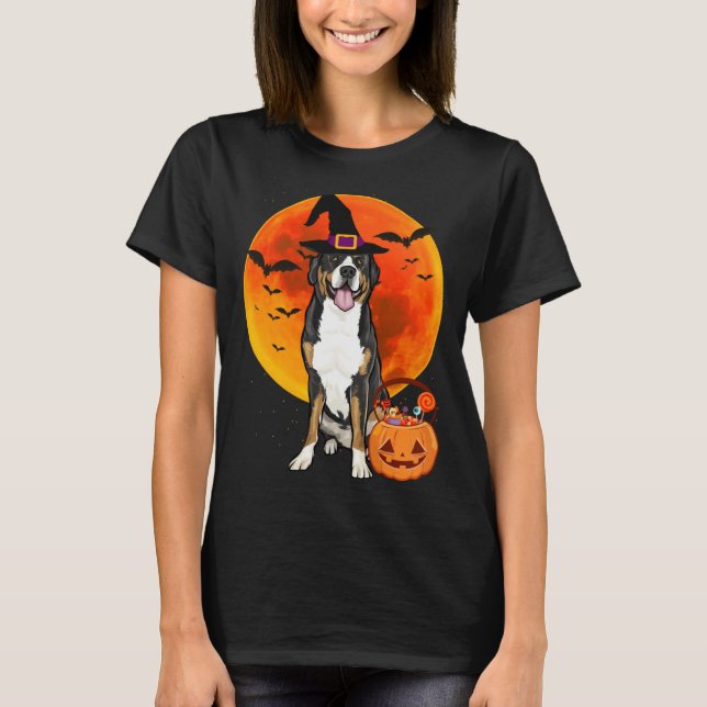 Halloween Greater Swiss Mountain Dog Jack O Lanter T-Shirt (Vorderseite)