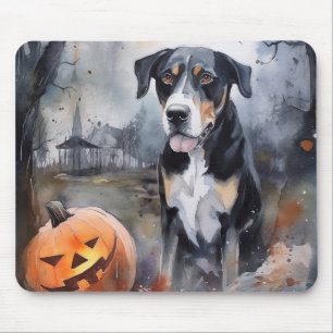 Halloween Greater Swiss With Pumpkins Scary Mousepad