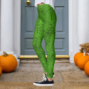 Halloween Green and Black Spider Web Leggings
