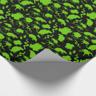 Halloween Green Creeplies Rats Toads Spiders Geschenkpapier