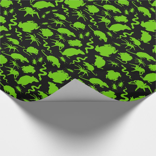 Halloween Green Creeplies Rats Toads Spiders Geschenkpapier (Ecke)