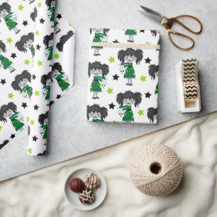 Halloween Green Girl Zombies Geschenkpapier