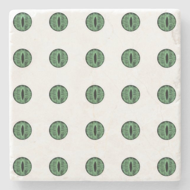 Halloween Green Polka Dot Eyes Steinuntersetzer (Vorderseite)